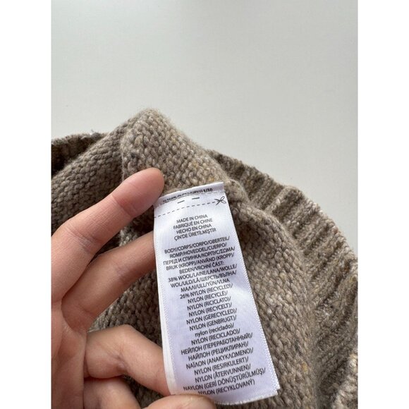 POLO RALPH LAUREN Tan Pink Logo Wool Blend Varsity Crew Neck Sweater, Size S - Picture 14 of 15